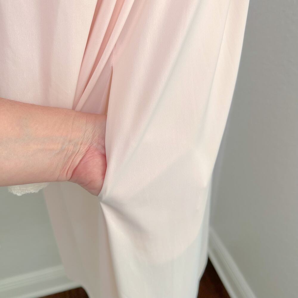 Vintage Shadowline Blush Pink Long Sleeve Nightgown Silky Robe Sz Large - Picture 6 of 10